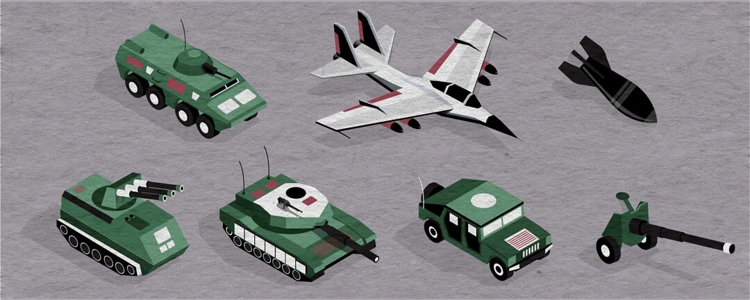 Was Israel outnumbered and outgunned in the 1948 war? Image of various military equipment and vehicles.
